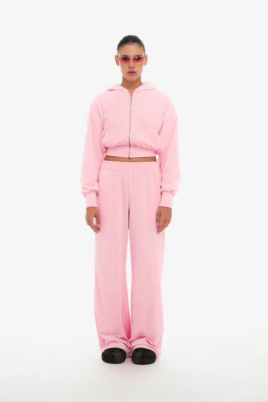 Pink Velvet Hooded Set