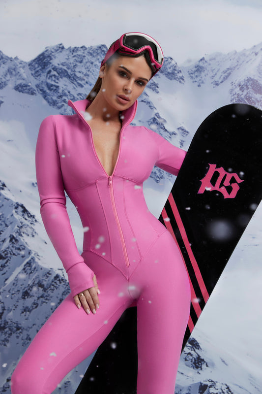 Pink Corset-Effect Bandage Jumpsuit