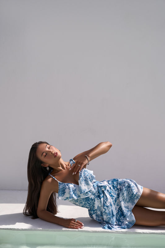 Silk Sundress “Silk Toile Blue”